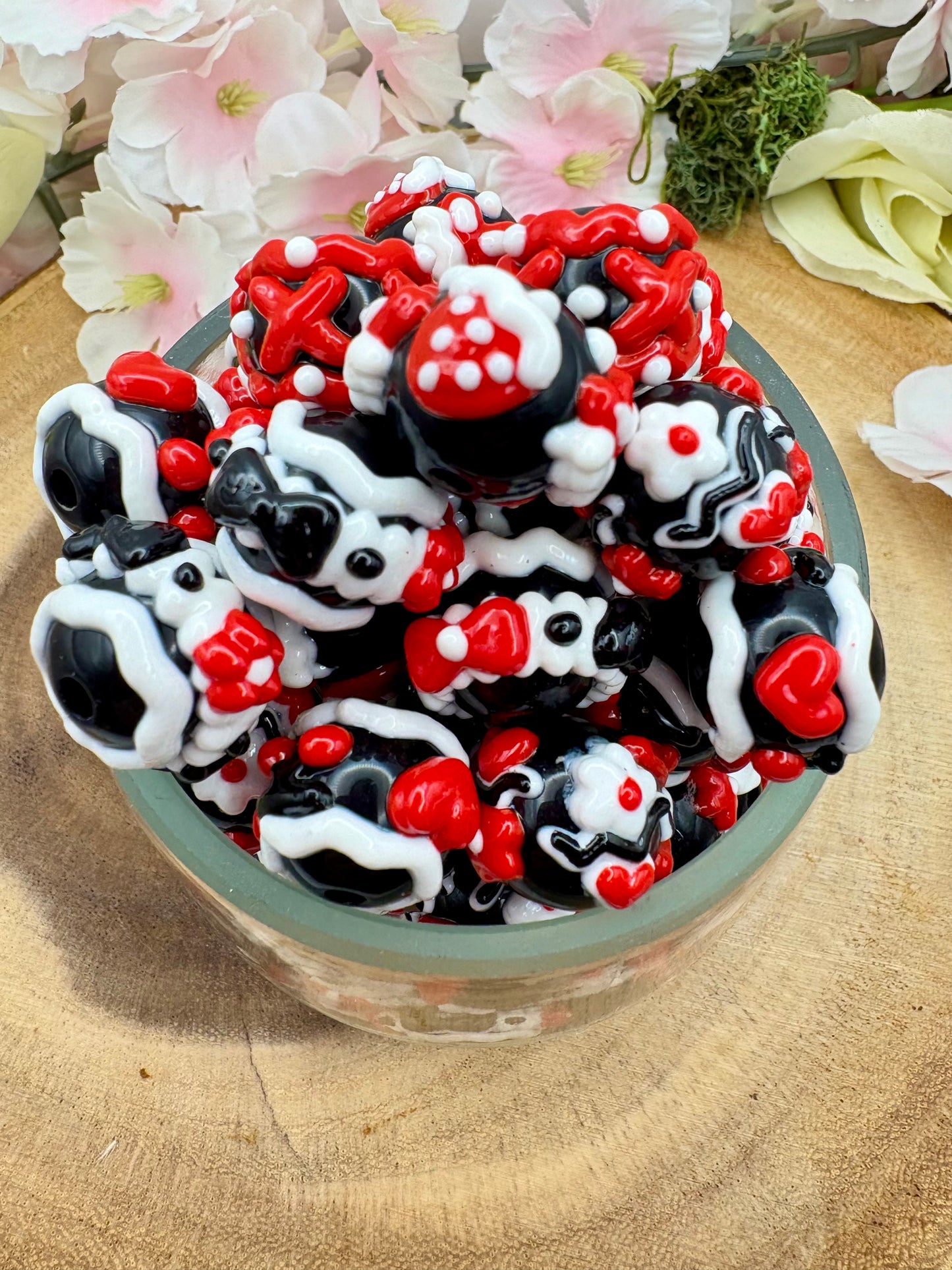 Hand painted Bead for Beadable Pens, Keychains and DIY