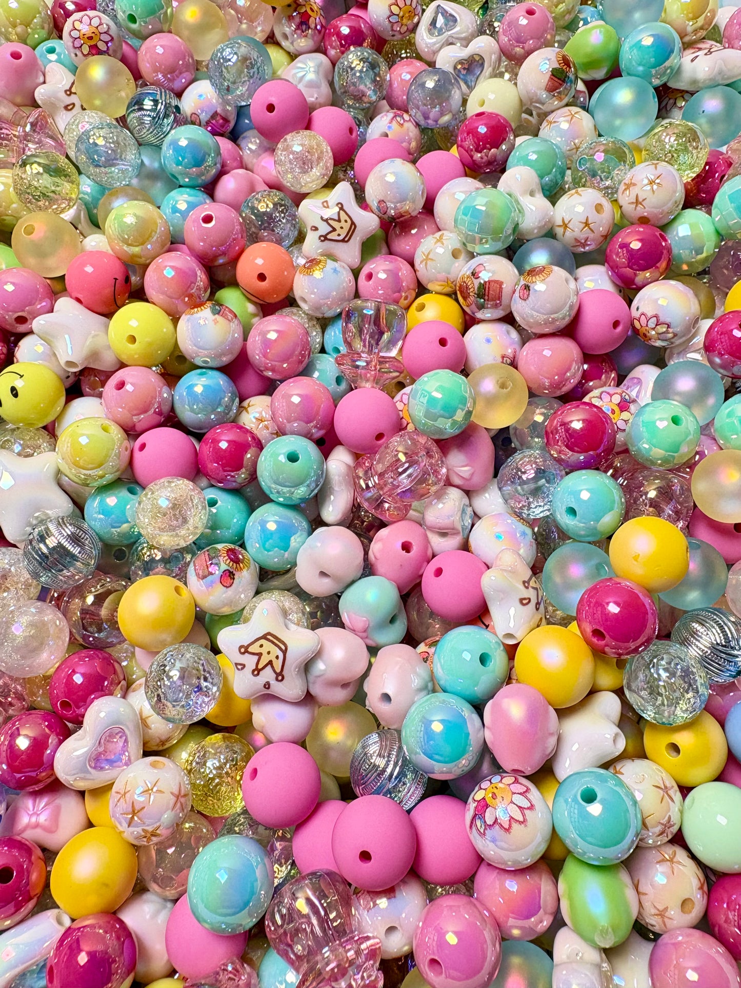Acrylic Bead Mix for Beadable Pens, Keychains and DIY (16mm) bead mix pretty beads