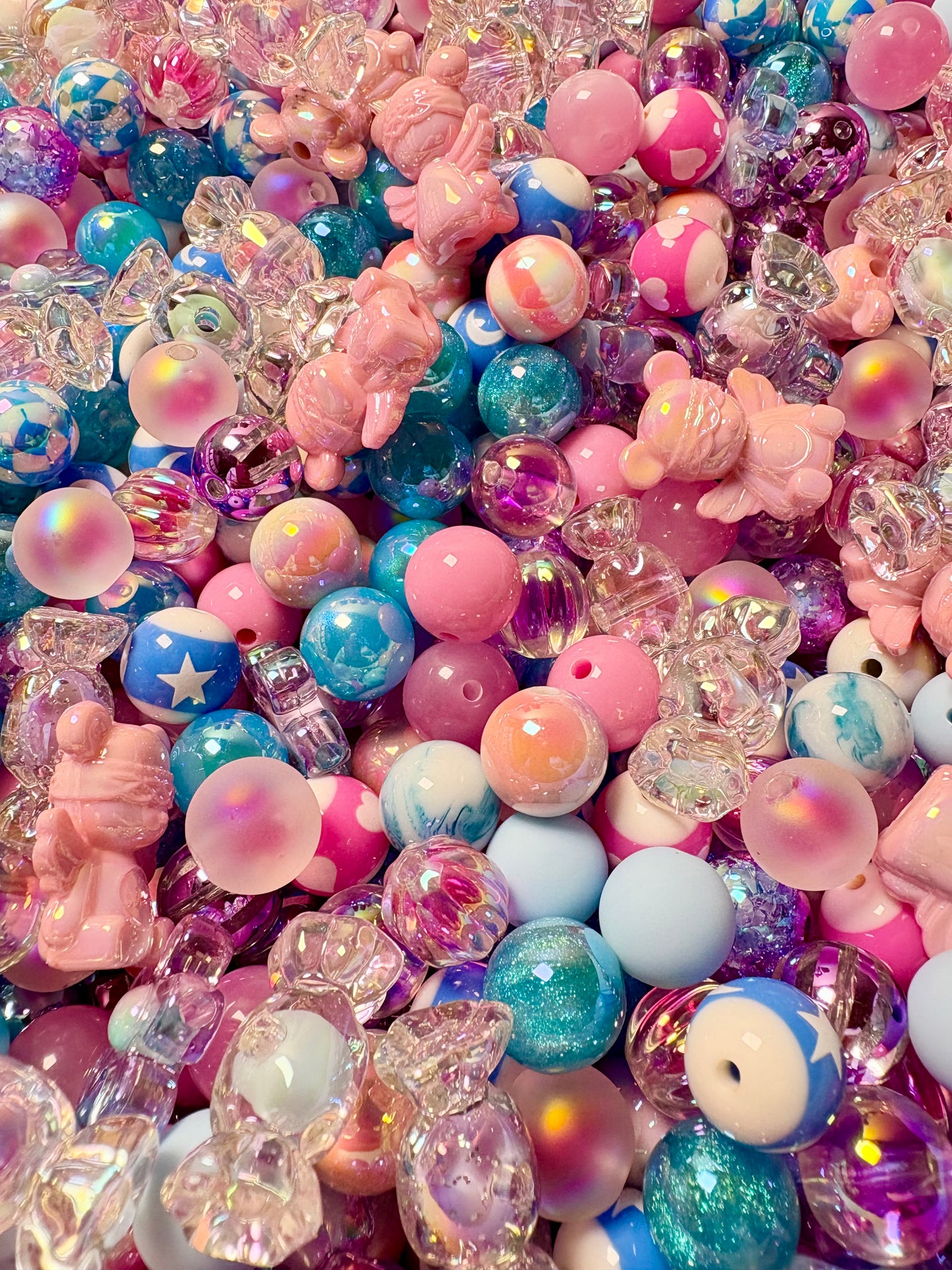 Acrylic Bead Mix for Beadable Pens, Keychains and DIY (16mm) bead mix pretty beads
